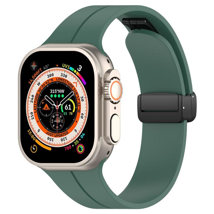 xDfind  Flat Head Groove Folding Black Buckle Silicone Watch Band, For Apple Watch 42 / 44 / 45 / 46 / 49mm