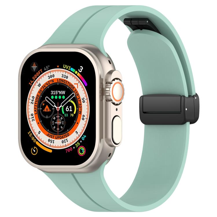 xDfind  Flat Head Groove Folding Black Buckle Silicone Watch Band, For Apple Watch 42 / 44 / 45 / 46 / 49mm