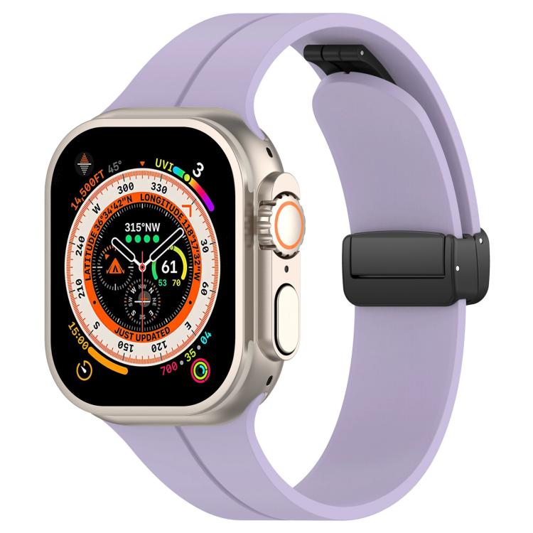 xDfind  Flat Head Groove Folding Black Buckle Silicone Watch Band, For Apple Watch 42 / 44 / 45 / 46 / 49mm