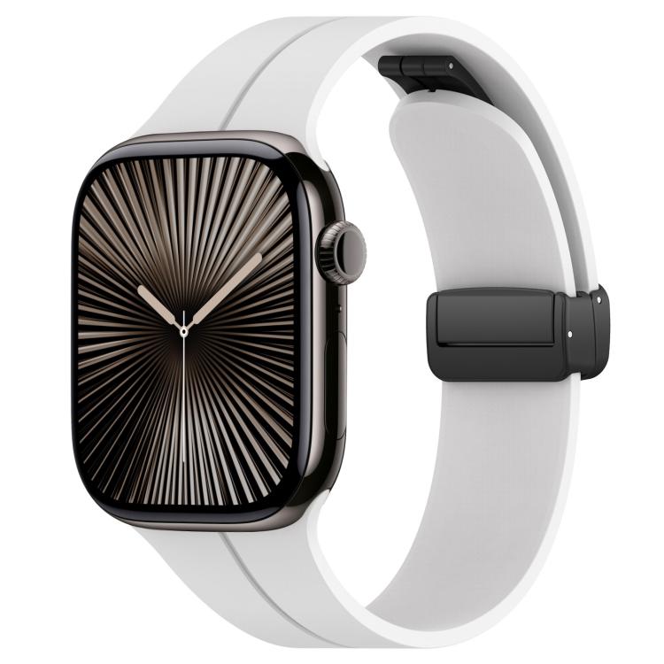 xDfind  Flat Head Groove Folding Black Buckle Silicone Watch Band, For Apple Watch 38 / 40 / 41 / S10 42mm