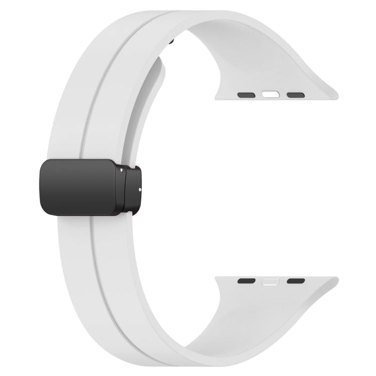 xDfind  Flat Head Groove Folding Black Buckle Silicone Watch Band, For Apple Watch 38 / 40 / 41 / S10 42mm