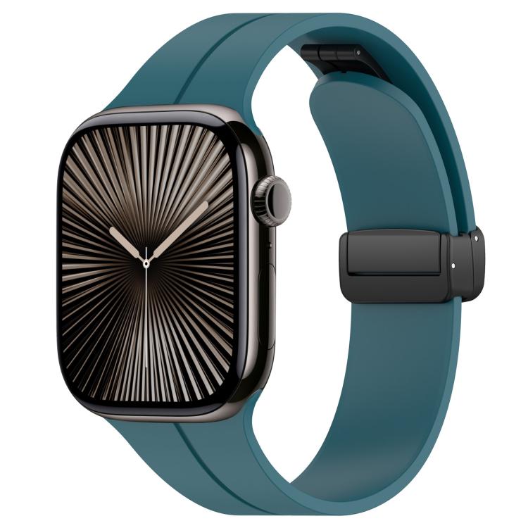 xDfind  Flat Head Groove Folding Black Buckle Silicone Watch Band, For Apple Watch 38 / 40 / 41 / S10 42mm