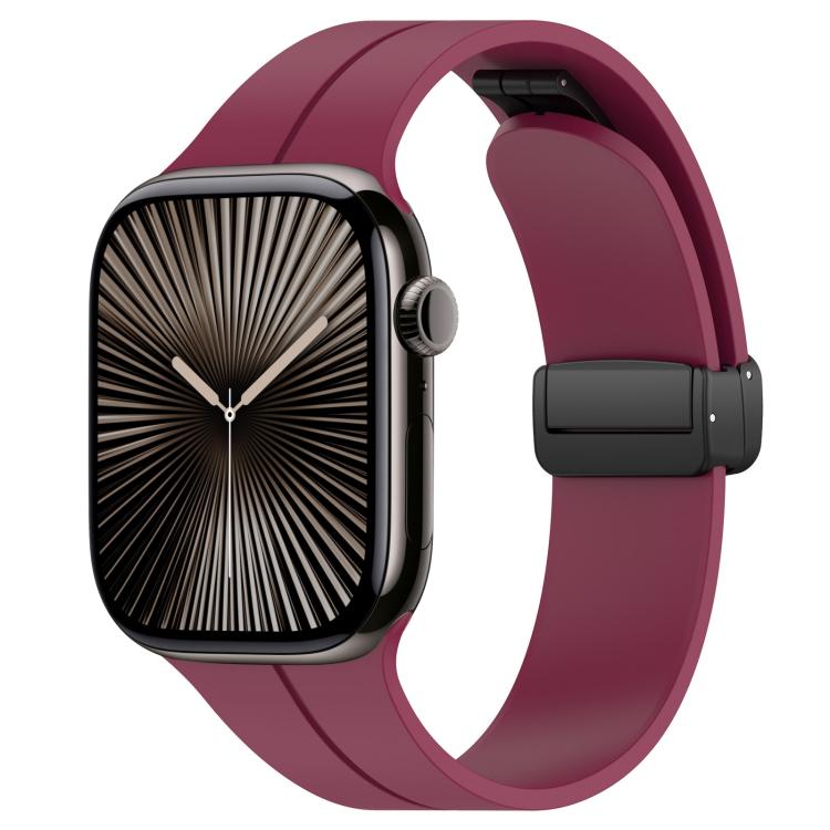 xDfind  Flat Head Groove Folding Black Buckle Silicone Watch Band, For Apple Watch 38 / 40 / 41 / S10 42mm