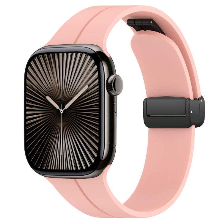 xDfind  Flat Head Groove Folding Black Buckle Silicone Watch Band, For Apple Watch 38 / 40 / 41 / S10 42mm