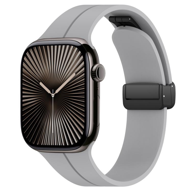 xDfind  Flat Head Groove Folding Black Buckle Silicone Watch Band, For Apple Watch 38 / 40 / 41 / S10 42mm
