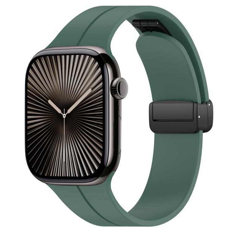 xDfind  Flat Head Groove Folding Black Buckle Silicone Watch Band, For Apple Watch 38 / 40 / 41 / S10 42mm