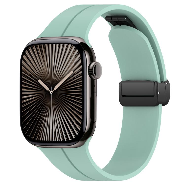 xDfind  Flat Head Groove Folding Black Buckle Silicone Watch Band, For Apple Watch 38 / 40 / 41 / S10 42mm