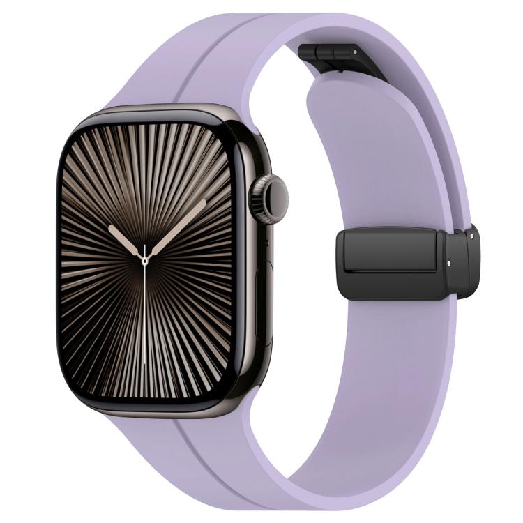 xDfind  Flat Head Groove Folding Black Buckle Silicone Watch Band, For Apple Watch 38 / 40 / 41 / S10 42mm