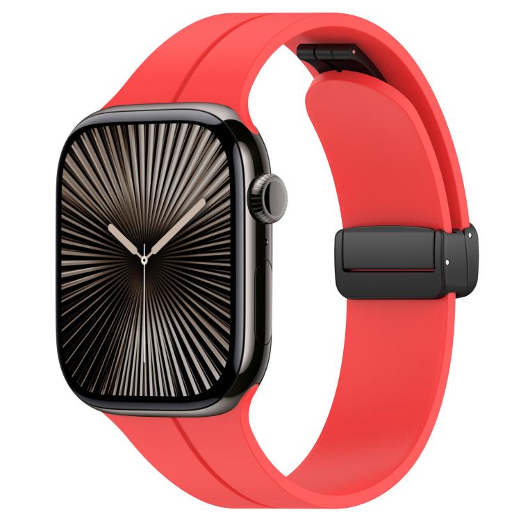 xDfind  Flat Head Groove Folding Black Buckle Silicone Watch Band, For Apple Watch 38 / 40 / 41 / S10 42mm