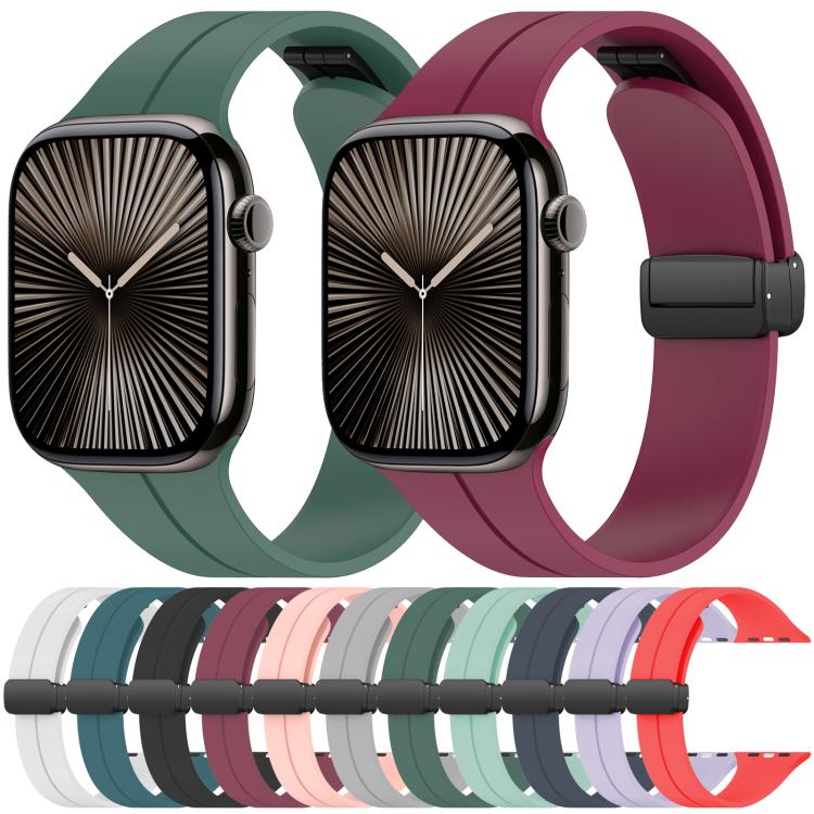 xDfind  Flat Head Groove Folding Black Buckle Silicone Watch Band, For Apple Watch 42 / 44 / 45 / 46 / 49mm