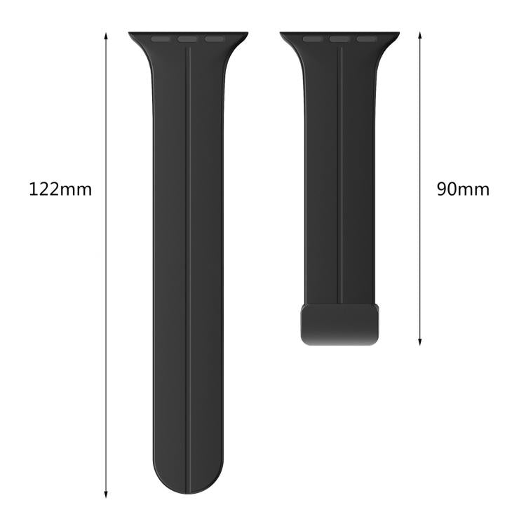 xDfind  Flat Head Groove Folding Black Buckle Silicone Watch Band, For Apple Watch 42 / 44 / 45 / 46 / 49mm
