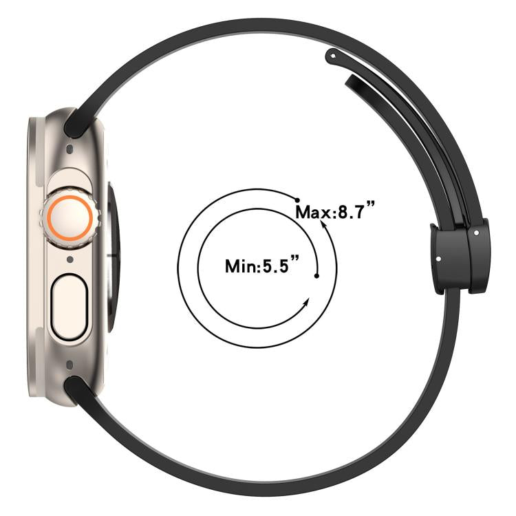 xDfind  Flat Head Groove Folding Black Buckle Silicone Watch Band, For Apple Watch 42 / 44 / 45 / 46 / 49mm
