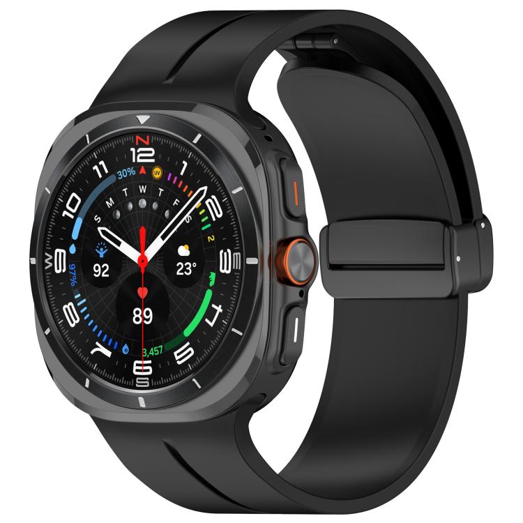 xDfind  Flat Head Groove Folding Black Buckle Silicone Watch Band