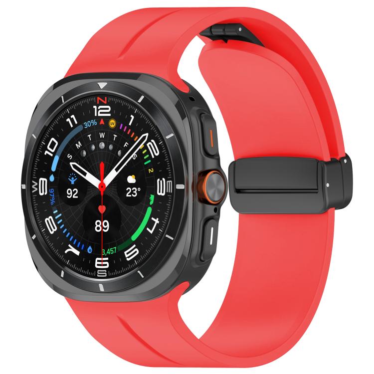 xDfind  Flat Head Groove Folding Black Buckle Silicone Watch Band, For Samsung Galaxy Watch Ultra / Ultra 2025