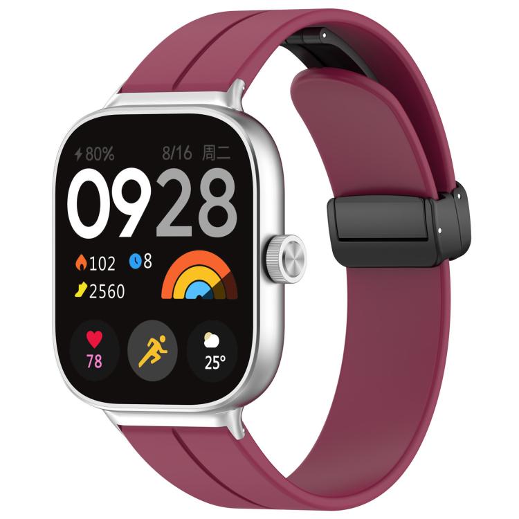 xDfind  Flat Head Groove Folding Black Buckle Silicone Watch Band, For Xiaomi Band 9 Pro/8 Pro/Redmi Watch 5/4