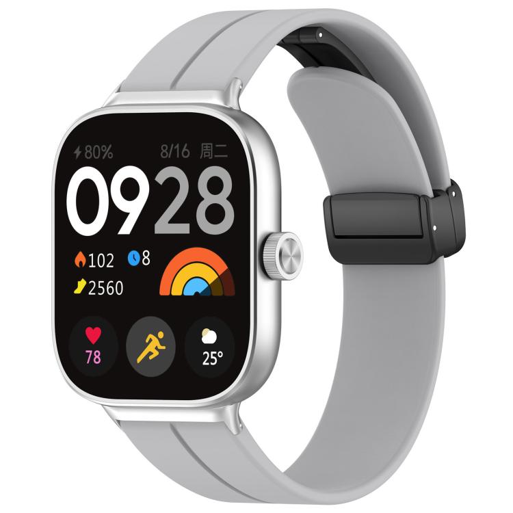 xDfind  Flat Head Groove Folding Black Buckle Silicone Watch Band, For Xiaomi Band 9 Pro/8 Pro/Redmi Watch 5/4