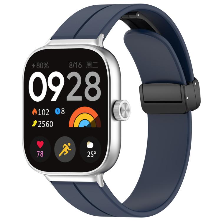 xDfind  Flat Head Groove Folding Black Buckle Silicone Watch Band, For Xiaomi Band 9 Pro/8 Pro/Redmi Watch 5/4