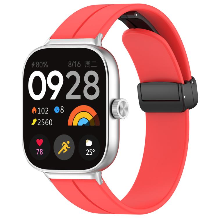 xDfind  Flat Head Groove Folding Black Buckle Silicone Watch Band, For Xiaomi Band 9 Pro/8 Pro/Redmi Watch 5/4