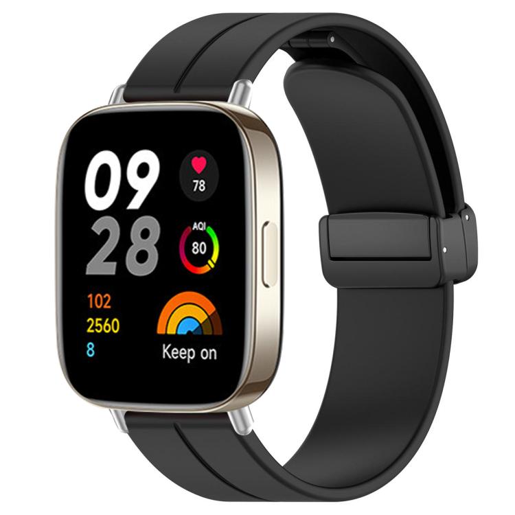 xDfind  Flat Head Groove Folding Black Buckle Silicone Watch Band, For Redmi Watch 3