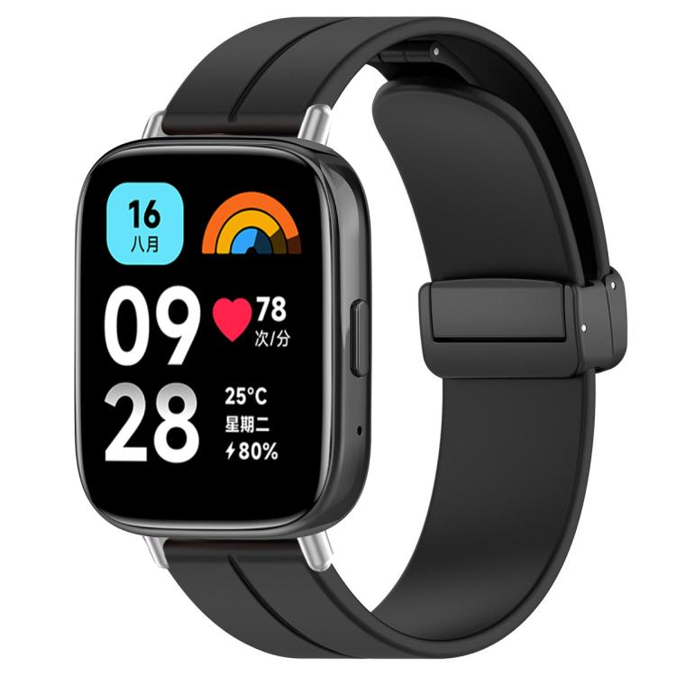 xDfind  Flat Head Groove Folding Black Buckle Silicone Watch Band, For Redmi Watch 3 Active / Watch 3 Lite
