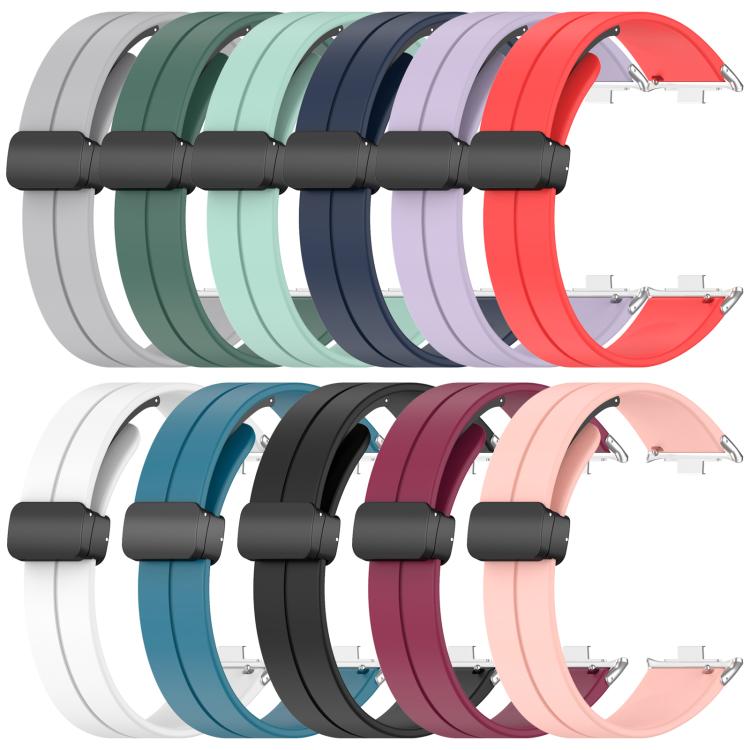 xDfind  Flat Head Groove Folding Black Buckle Silicone Watch Band