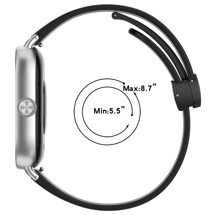 xDfind  Flat Head Groove Folding Black Buckle Silicone Watch Band, For Xiaomi Band 10 Pro / 9 Pro / Redmi Watch 6