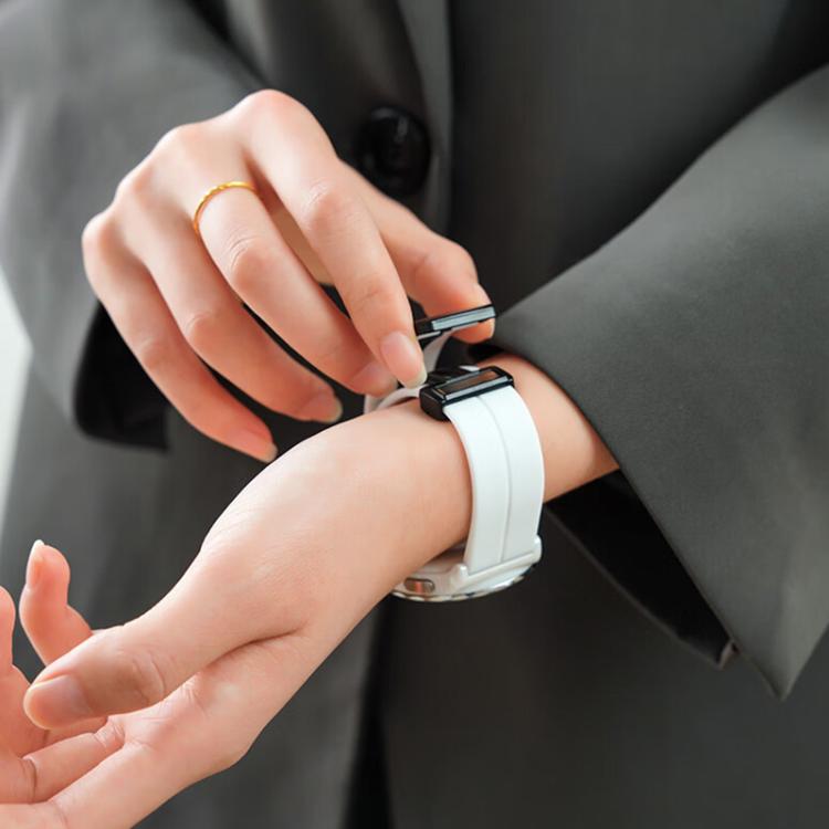 xDfind  Flat Head Groove Folding Black Buckle Silicone Watch Band