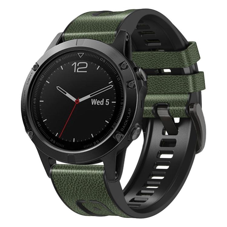 xDfind Leather Skin Silicone Quick Release Watch Band, For Garmin 22mm
