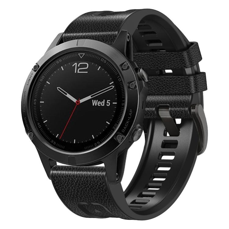 xDfind Leather Skin Silicone Quick Release Watch Band, For Garmin 22mm