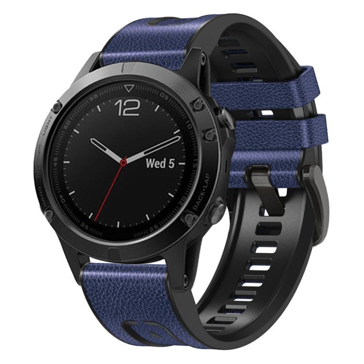 xDfind Leather Skin Silicone Quick Release Watch Band, For Garmin 22mm