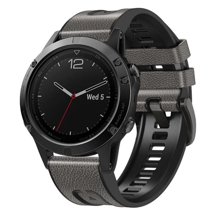 xDfind Leather Skin Silicone Quick Release Watch Band, For Garmin 22mm