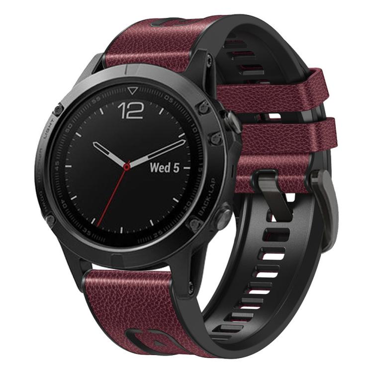xDfind Leather Skin Silicone Quick Release Watch Band, For Garmin 22mm