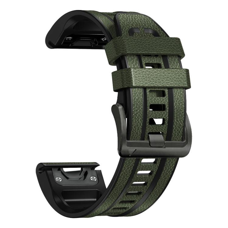 xDfind Leather Skin Silicone Quick Release Watch Band, For Garmin 26mm