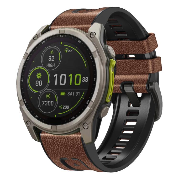 xDfind Leather Skin Silicone Quick Release Watch Band, For Garmin 26mm