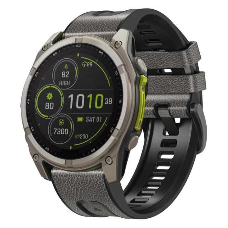 xDfind Leather Skin Silicone Quick Release Watch Band, For Garmin 26mm