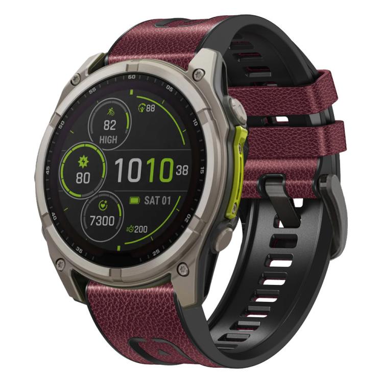 xDfind Leather Skin Silicone Quick Release Watch Band, For Garmin 26mm