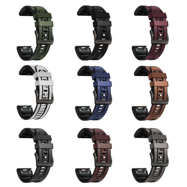 xDfind Leather Skin Silicone Quick Release Watch Band, For Garmin 22mm