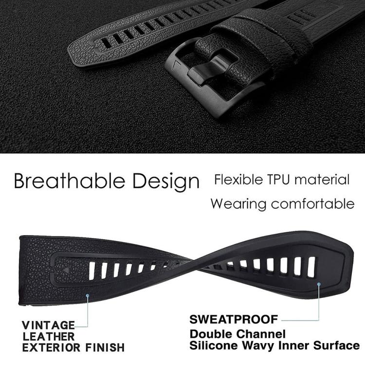 xDfind Leather Skin Silicone Quick Release Watch Band, For Garmin 22mm