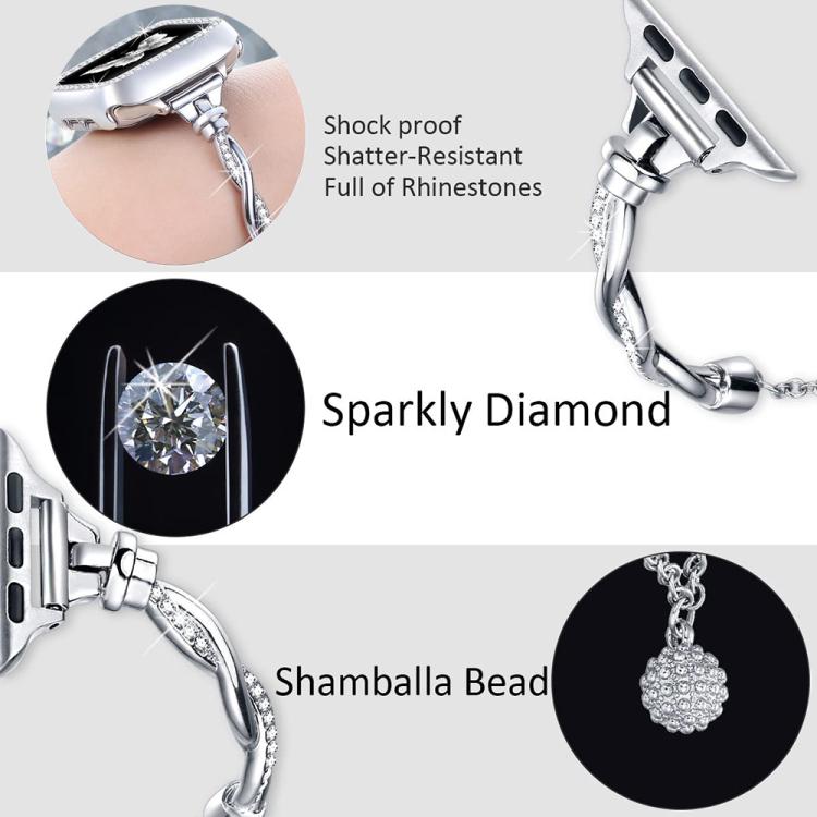 xDfind Twist Bracelet Diamond Metal Watch Band, For Apple Watch 42 / 44 / 45 / 46 / 49mm