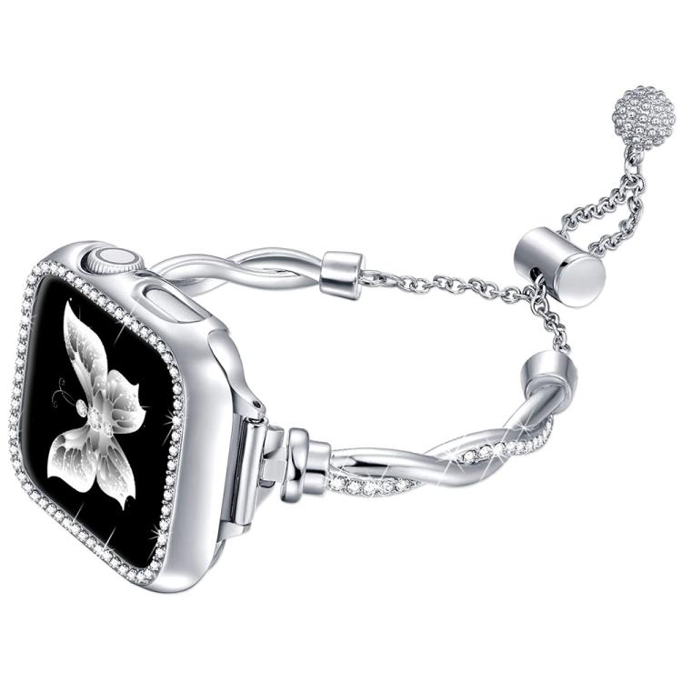 xDfind Twist Bracelet Diamond Metal Watch Band, For Apple Watch 42 / 44 / 45 / 46 / 49mm