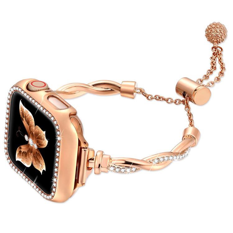 xDfind Twist Bracelet Diamond Metal Watch Band, For Apple Watch 42 / 44 / 45 / 46 / 49mm