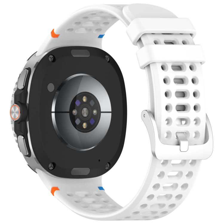 xDfind Alloy Silver Buckle Breathable Hole Silicone Watch Band