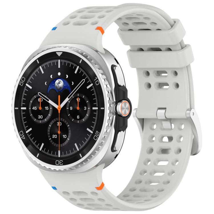 xDfind Alloy Silver Buckle Breathable Hole Silicone Watch Band, For Samsung Galaxy Watch8 / Watch8 Classic