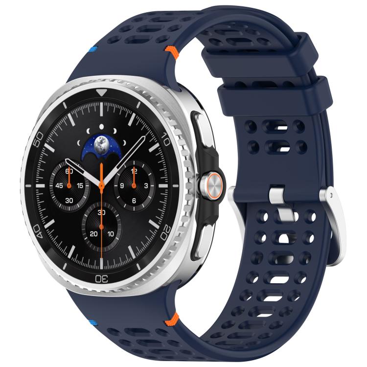xDfind Alloy Silver Buckle Breathable Hole Silicone Watch Band