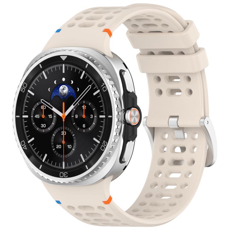 xDfind Alloy Silver Buckle Breathable Hole Silicone Watch Band, For Samsung Galaxy Watch8 / Watch8 Classic