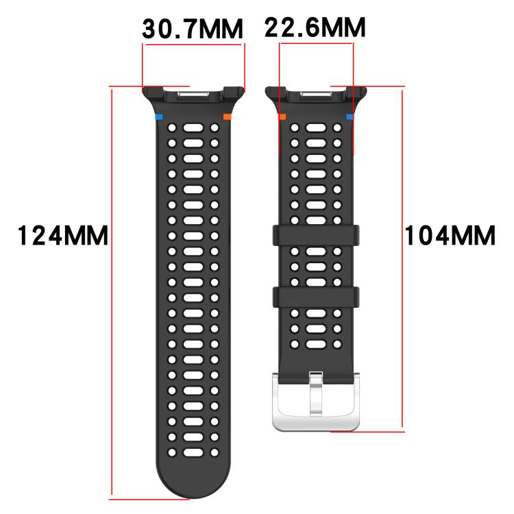 xDfind Alloy Silver Buckle Breathable Hole Silicone Watch Band