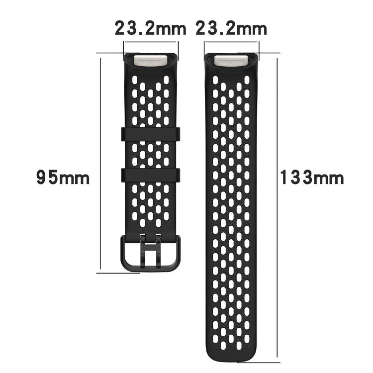xDfind Hole Style Breathable Silicone Watch Band, For Fitbit Charge 6 / 5