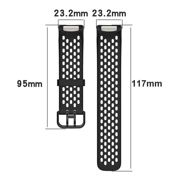 xDfind Hole Style Breathable Silicone Watch Band, For Fitbit Charge 6 / 5