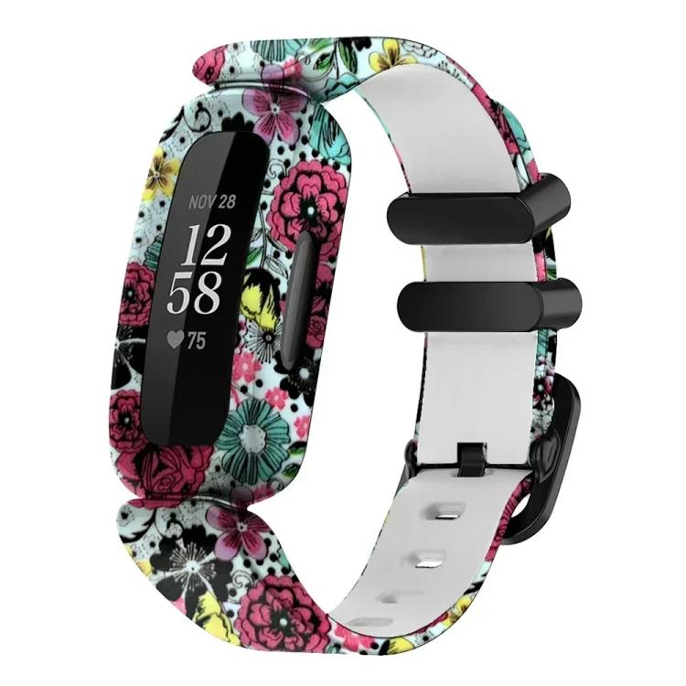 xDfind Black Buckle Painting Integrated Silicone Watch Band, For Fitbit Ace 3 / Inspire2