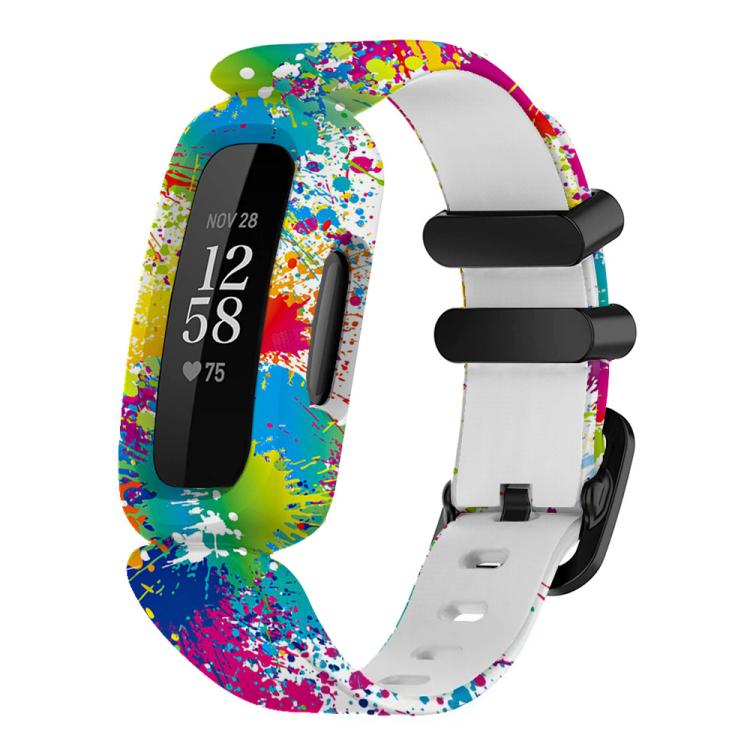 xDfind Black Buckle Painting Integrated Silicone Watch Band, For Fitbit Ace 3 / Inspire2